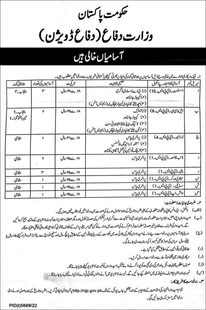 Ministry Of Defence Jobs 2024